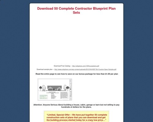 Blueprints for Houses, Cabins, Garages and Barns: Download 50 Complete Contractor Blueprint Plan Sets