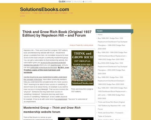 Think and Grow Rich Book (Original 1937 Edition) by Napoleon Hill – Membership website plus – SolutionsEbooks.com – Resource for Dodge Ram Dash Parts and Other Various Solutions